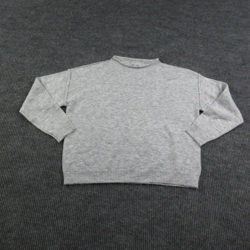Nuuds Sweater Womens XS Gray Pullover Tight-Knit Stretch Relaxed Fit Crewneck